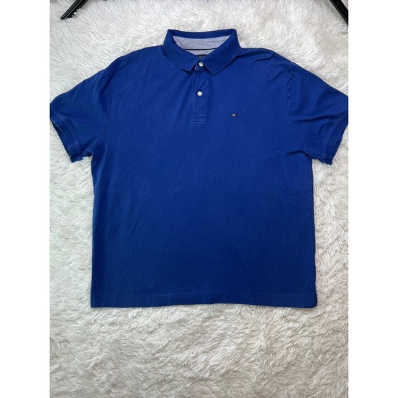 Tommy Hilfiger Men's TH Lux Interlock Blue Custom Fit Polo Shirt Size: L - Picture 1 of 11
